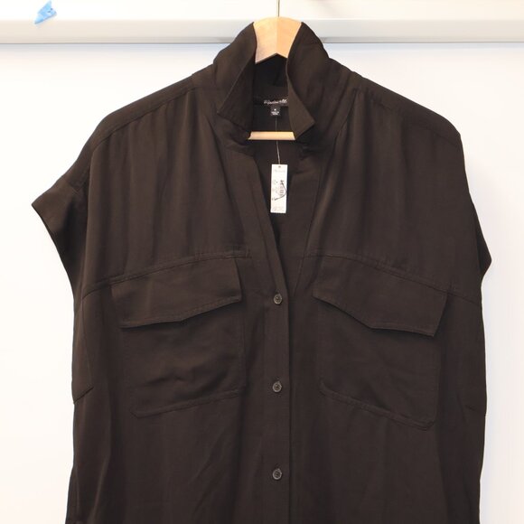 Madewell Elegant Black Button-Down Mini Dress - Picture 2 of 15